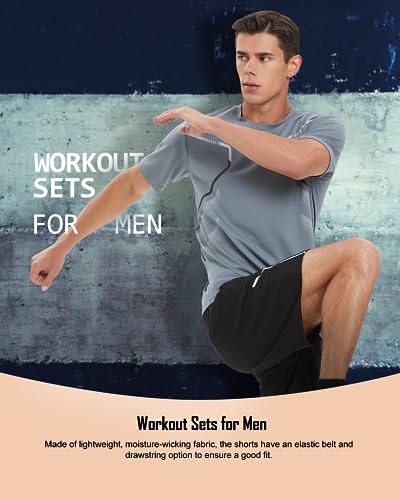 BOOMCOOL Gym Clothes for Men Workout Shirts Sets Outfits 6 Piece for Running Football Athletic Exercise Fit for Out T Sports - Image 4