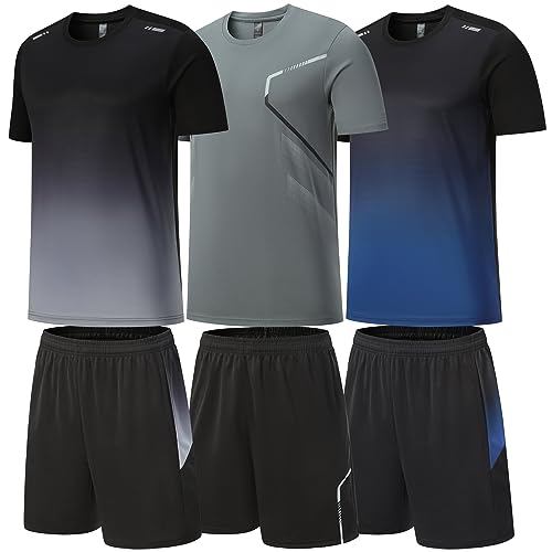 BOOMCOOL Gym Clothes for Men Workout Shirts Sets Outfits 6 Piece for Running Football Athletic Exercise Fit for Out T Sports - Image 1