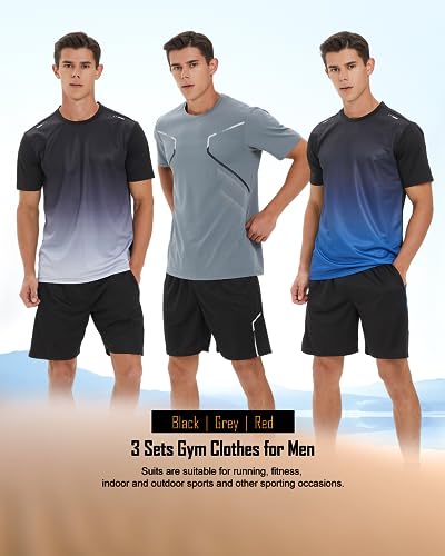 BOOMCOOL Gym Clothes for Men Workout Shirts Sets Outfits 6 Piece for Running Football Athletic Exercise Fit for Out T Sports - Image 2