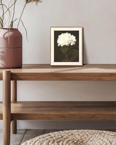 KISSFOX Framed Wall Art Vintage Wall Decor Hydrangea Canvas Art Flowers Pictures Botanical Paintings Dark Moody Artwork For Living Room Bedroom Bathroom Kitchen - Image 3