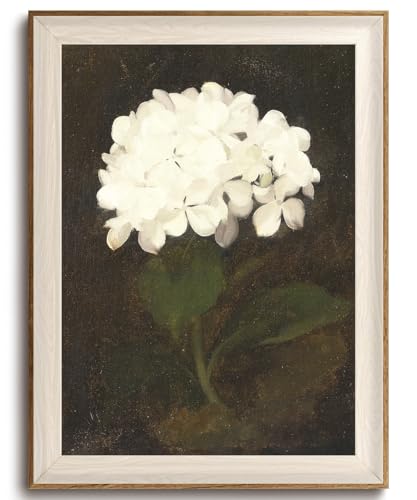 KISSFOX Framed Wall Art Vintage Wall Decor Hydrangea Canvas Art Flowers Pictures Botanical Paintings Dark Moody Artwork For Living Room Bedroom Bathroom Kitchen - Image 1