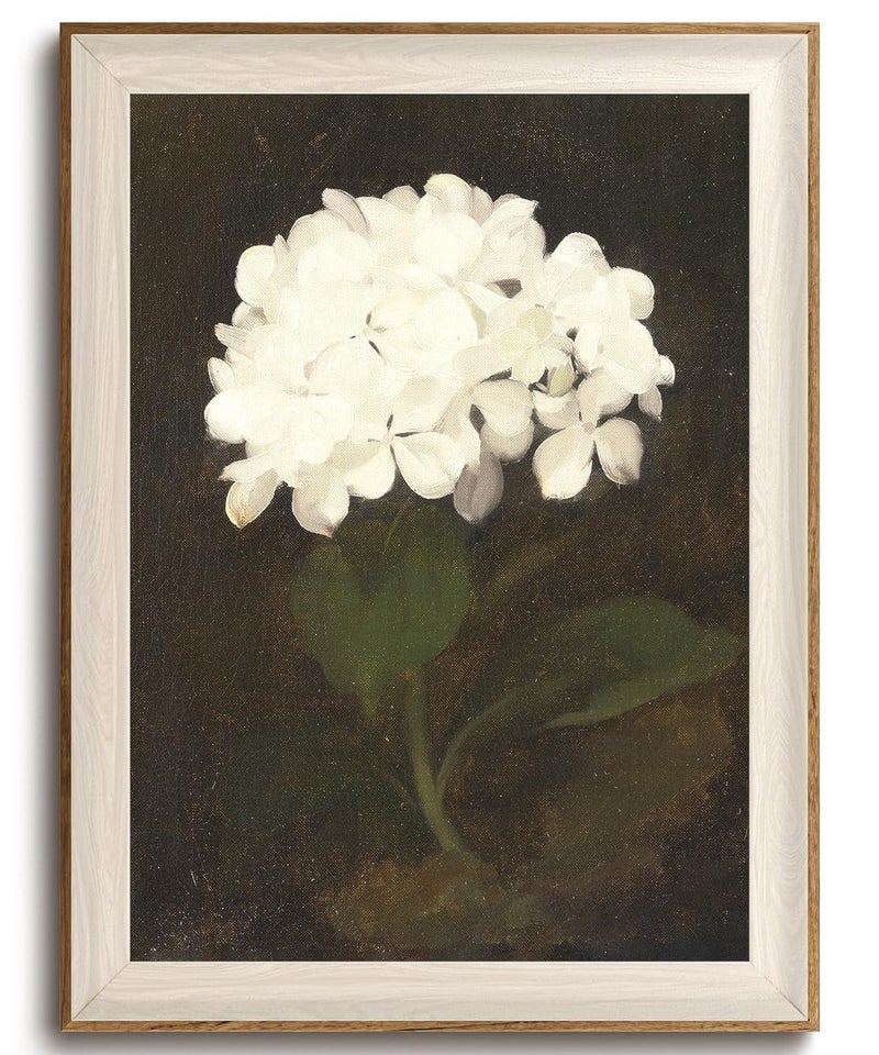 KISSFOX Framed Wall Art Vintage Wall Decor Hydrangea Canvas Art Flowers Pictures Botanical Paintings Dark Moody Artwork For Living Room Bedroom Bathroom Kitchen - Image 2