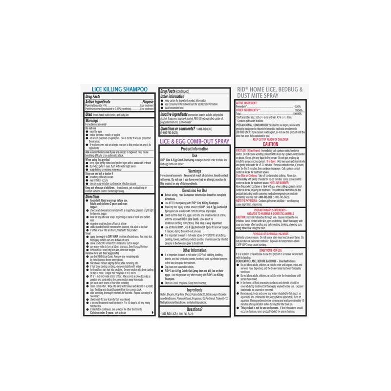 RID مجموعة علاج القمل RID الكاملة تشمل 2 أونصة سائلة من شامبو قتل القمل، 2 أونصة سائلة من رذاذ إزالة القمل والبيض، مشط القمل و3 أونصات من رذاذ المنزل للقمل، بق الفراش، وعث الغبار، مجموعة مكونة من 4 قطع، 1 عدد - Image 4