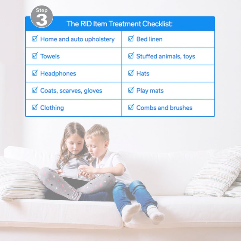 RID مجموعة علاج القمل RID الكاملة تشمل 2 أونصة سائلة من شامبو قتل القمل، 2 أونصة سائلة من رذاذ إزالة القمل والبيض، مشط القمل و3 أونصات من رذاذ المنزل للقمل، بق الفراش، وعث الغبار، مجموعة مكونة من 4 قطع، 1 عدد - Image 3