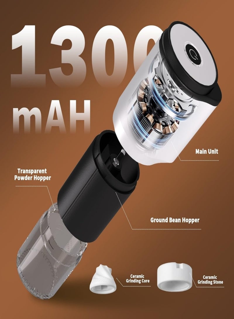 مطحنة قهوة كهربائية، شفرات طحن خزفية، إعدادات طحن قابلة للتعديل لحبوب القهوة/الحبوب، مطحنة قهوة محمولة للاستخدام المنزلي والتخييم والسفر - Image 3