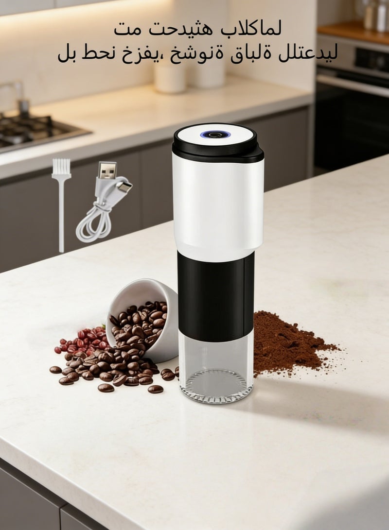 مطحنة قهوة كهربائية، شفرات طحن خزفية، إعدادات طحن قابلة للتعديل لحبوب القهوة/الحبوب، مطحنة قهوة محمولة للاستخدام المنزلي والتخييم والسفر - Image 1