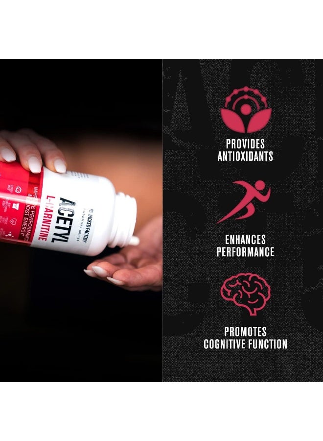 Jacked Factory Jacked Factory Acetyl L Carnitine 750mg Supplement - Extra Strength L-Carnitine (ALCAR) for Energy, Body Recomposition, Memory & More - Zero Fillers - 120 Non GMO Veggie Pills - Image 2