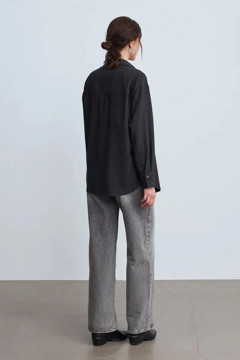 ديلفين DILVIN Oversized Long-Sleeve Knit Overshirt