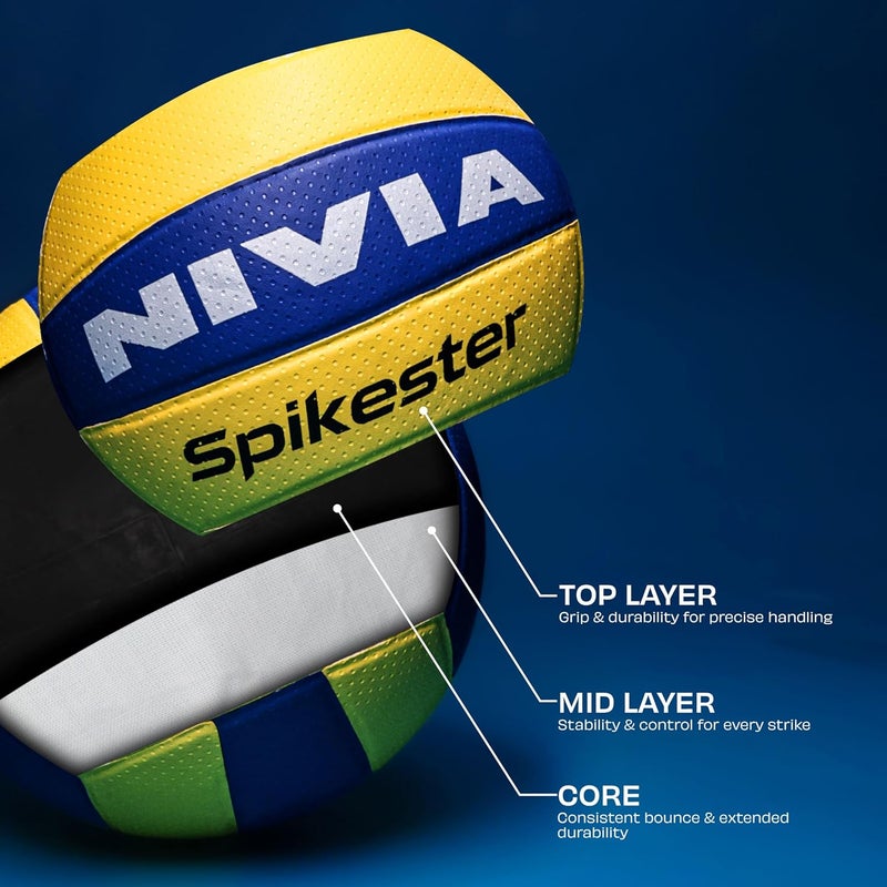Nivia Spikester Volleyball - Yellow & Blue - Image 5