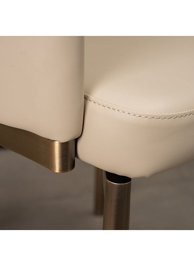 AL HUZAIFA FURNITURE Teddy Dining Chair In Recycle Leather Metal Frame In Brass Finish  - Image 4