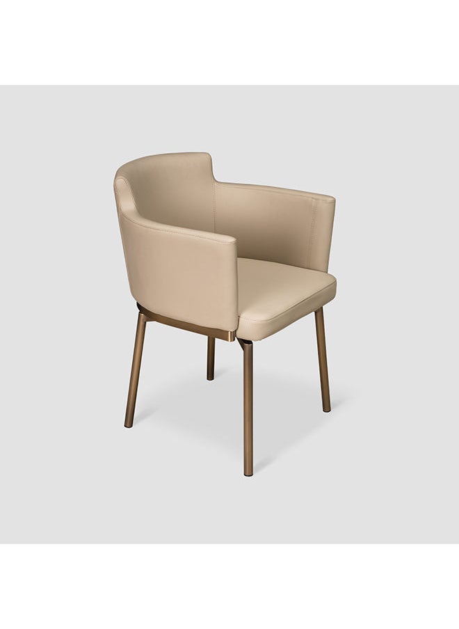 AL HUZAIFA FURNITURE Teddy Dining Chair In Recycle Leather Metal Frame In Brass Finish  - Image 1
