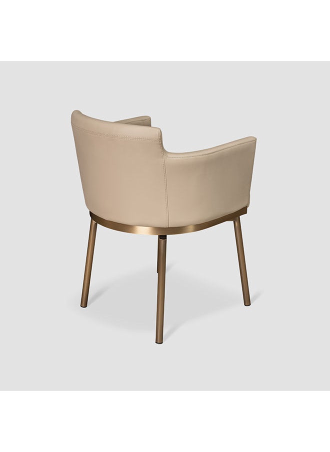 AL HUZAIFA FURNITURE Teddy Dining Chair In Recycle Leather Metal Frame In Brass Finish  - Image 3