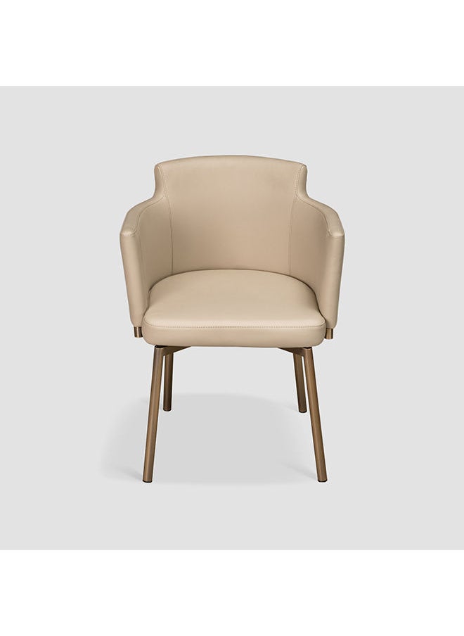 AL HUZAIFA FURNITURE Teddy Dining Chair In Recycle Leather Metal Frame In Brass Finish  - Image 2