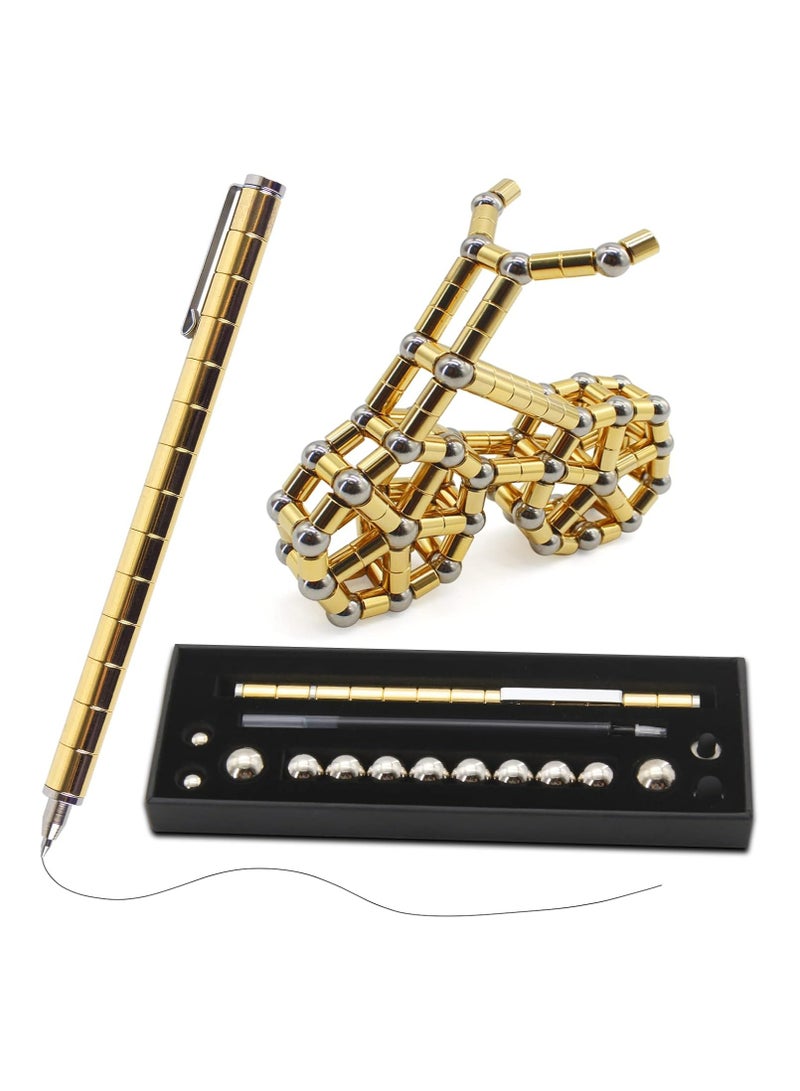 Fidget Toys Pen, Decompression Magnetic Metal Pen, Multifunction Writing Magnet Ballpoint Pen, Pressure Fidget Cool Gadgets, Gifts for Kids, Teenage, Boy, Girls or Friends (Golden)