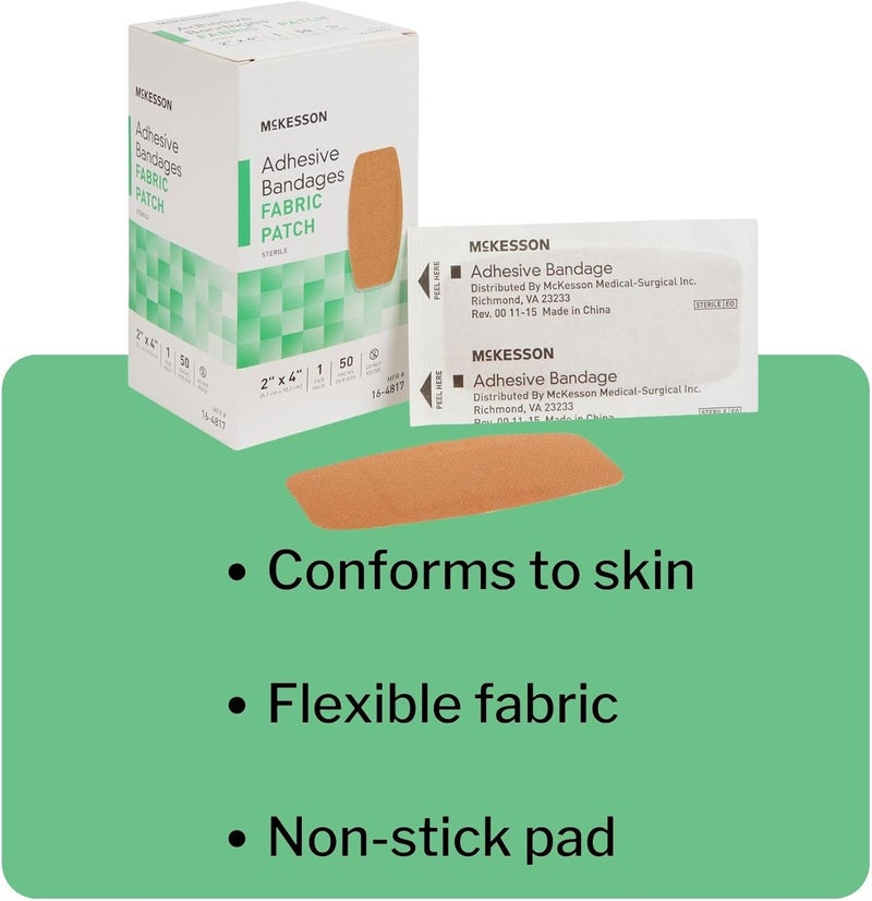 McKesson Adhesive Bandages Sterile Fabric Patch 2 in x 4 in 50 Count 1 Pack - Image 4