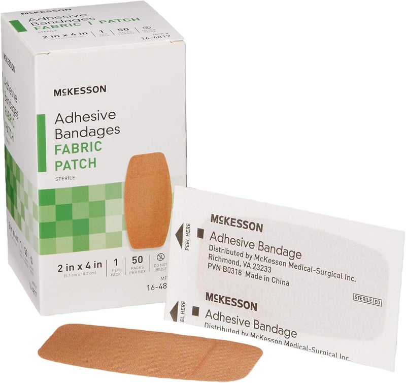 McKesson Adhesive Bandages Sterile Fabric Patch 2 in x 4 in 50 Count 1 Pack - Image 1