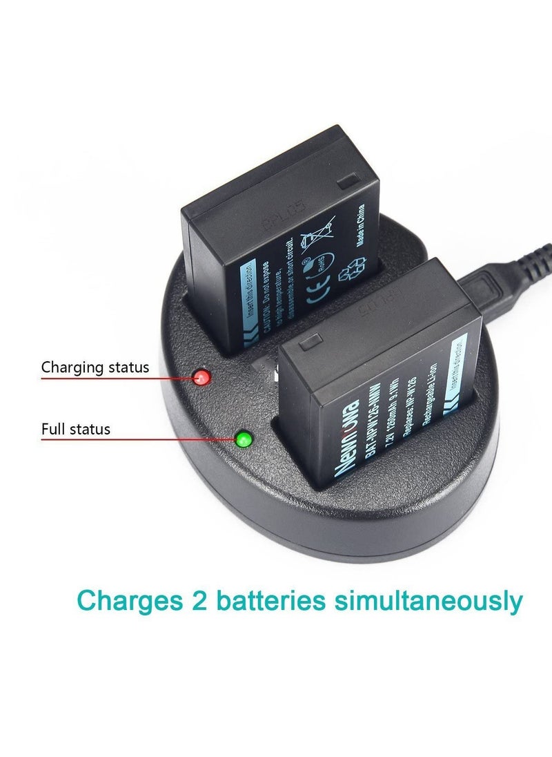 Excefore - Dual USB Charger for Fujifilm NP-W126 NP-W126S and Fujifilm FinePix X-Pro1 X-Pro2 HS30EXR HS33EXR HS35EXR HS50EXR X100F X-A1 X-A2 X-A3 X-A5 X-E1 X-E2 X-M1 X-T1 X-T2 X-T10 X-T20 X-T100 X-H1 - Image 1