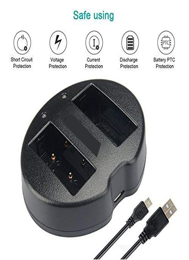 Excefore - Dual USB Charger for Fujifilm NP-W126 NP-W126S and Fujifilm FinePix X-Pro1 X-Pro2 HS30EXR HS33EXR HS35EXR HS50EXR X100F X-A1 X-A2 X-A3 X-A5 X-E1 X-E2 X-M1 X-T1 X-T2 X-T10 X-T20 X-T100 X-H1 - Image 1