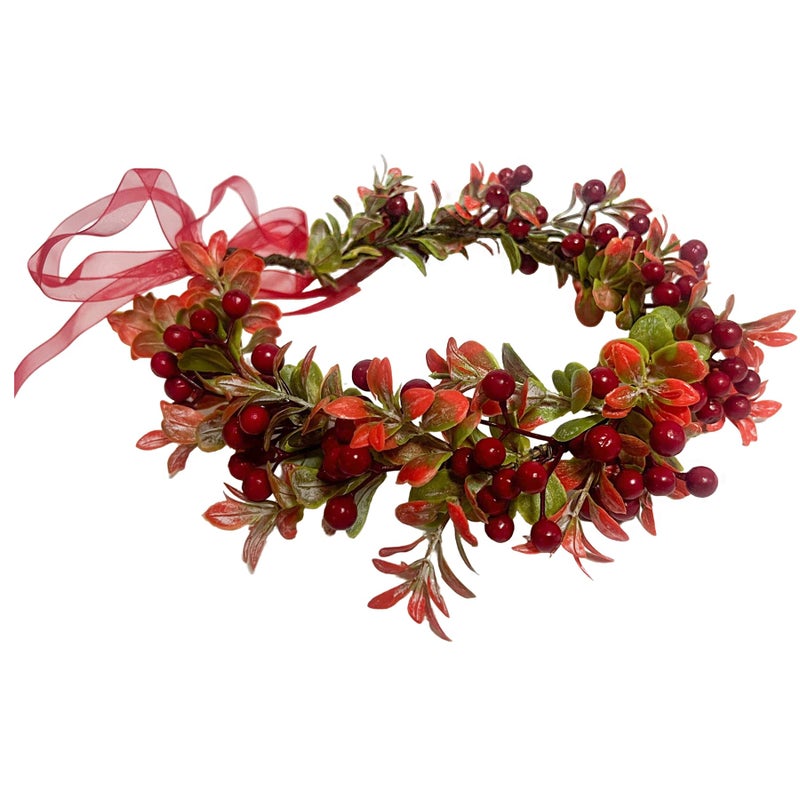 TOECWEGR Christmas Flower Crown Floral Wreath Red Berry Pine Cone Crown Forest Woodland Wedding Headpiece Headband - Image 2
