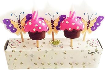Ornerx Butterfly and Cake Themed Birthday Cake Candles Valentines Day - Image 4