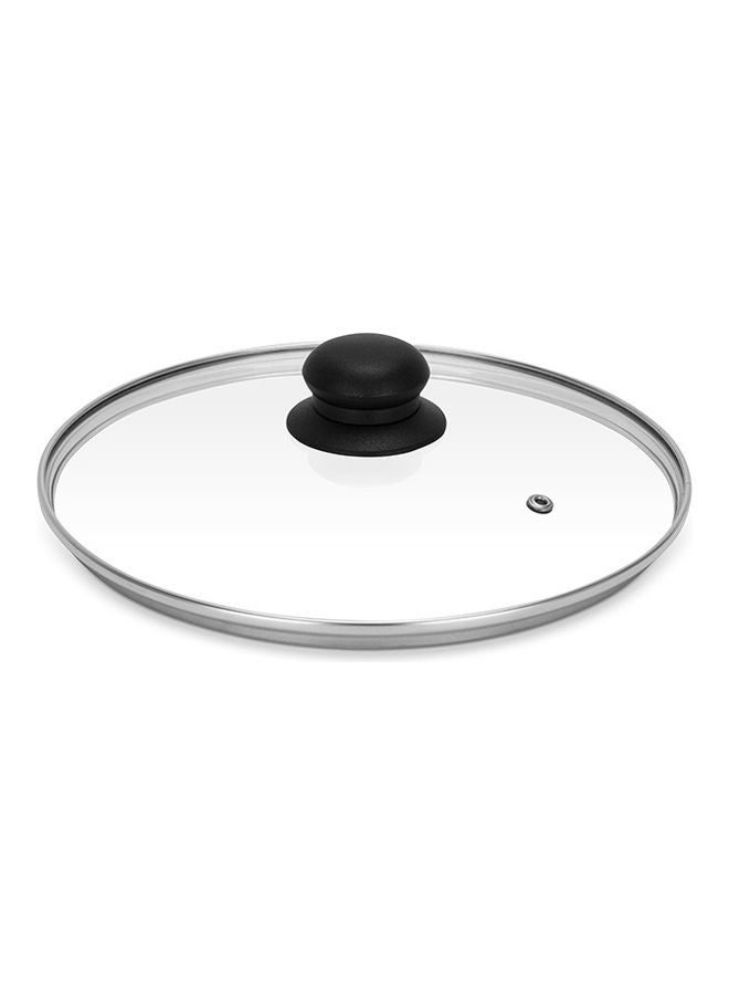 Royalford 30 CM Tempered Glass Lid With Bakelite Knob- RF11728 3.8 MM Thickness, Transparent Lid With Stainless Steel Frame Equipped With Steam Release Vent Transparent 30 cmcm - Image 1