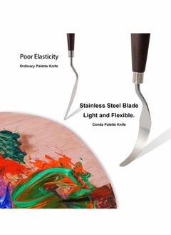 Excefore Paint Mixing Scraper, 5 pcs Stainless Steel Spatula Set Oil Paint Palette Knife Shovels Painting Mixing Tool with Wooden Handle Art Supplies Professional Tools  - Image 3