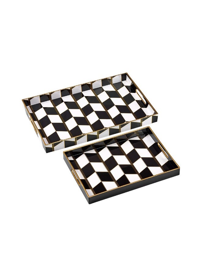 Elizabeth Elizabeth 2 Piece Serving Tray Elegant and Durable Serving Trays for Food and Drinks Stylish Design Perfect for Home Parties Entertaining and Serving Guests 45.4X29.5X4Cm,35X25X4Cm  - Image 2