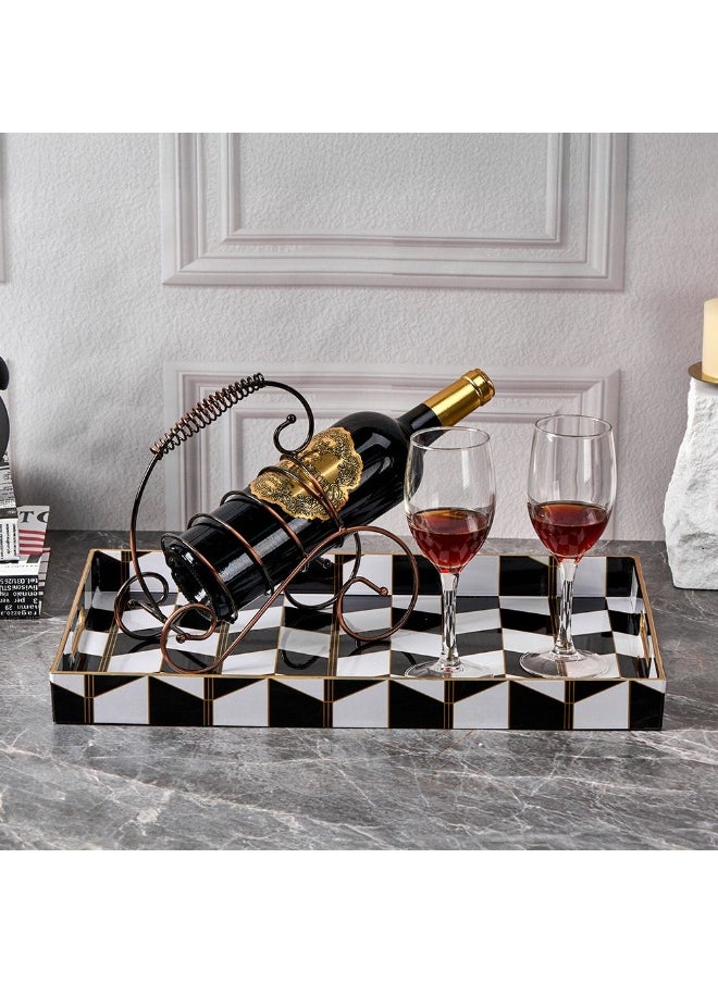 Elizabeth Elizabeth 2 Piece Serving Tray Elegant and Durable Serving Trays for Food and Drinks Stylish Design Perfect for Home Parties Entertaining and Serving Guests 45.4X29.5X4Cm,35X25X4Cm  - Image 3