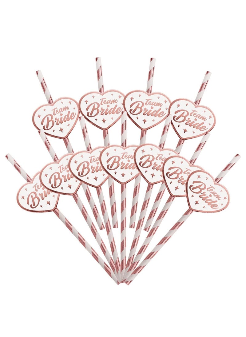 SYOSI - 50 Party Straws Team Bride Straws, Rose Gold Hen Party Paper Straws Team Bride Drinking Straws Bridal Shower Paper Straws Hen Do Accessories for Wedding Bachelorette Hen Party Accessories - Image 1