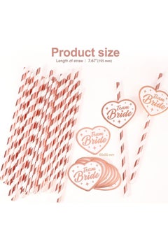 50 Party Straws Team Bride Straws, Rose Gold Hen Party Paper Straws Team Bride Drinking Straws Bridal Shower Paper Straws Hen Do Accessories for Wedding Bachelorette Hen Party Accessories