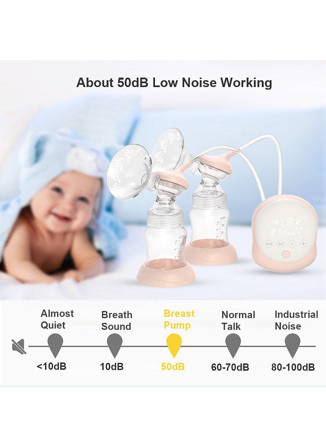 Generic - Double Electric Breast Pump Hands Free Breast Pump for Breastfeeding 2 Modes & Adjustable Levels Low Noise Anti-Backflow Built-in Battery with 2pcs 150ml Milk Bottles - Image 1