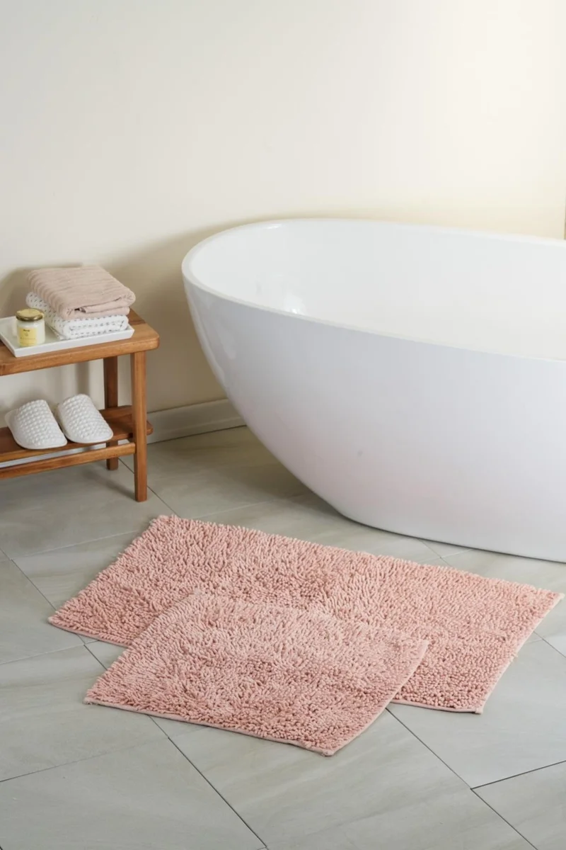 بلونيتي Langkawi Cotton 2-Piece Bath Mat Set 60x100+50x60 Cm - Powder