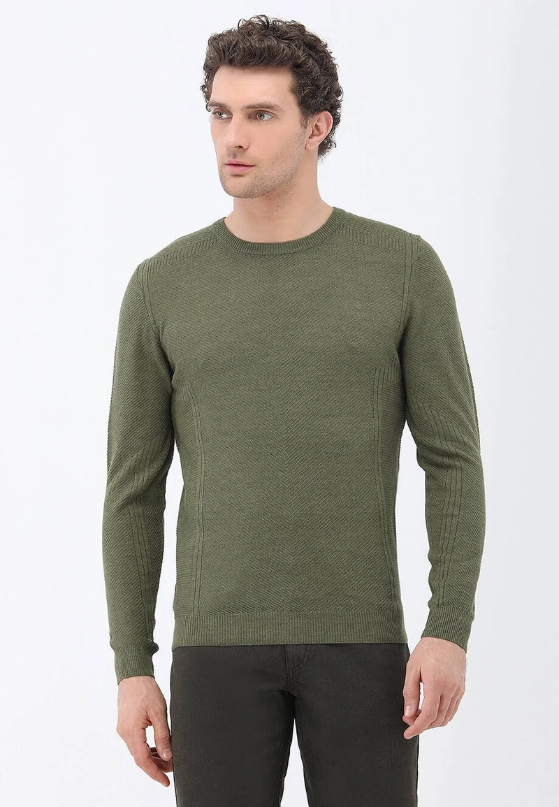 كيب Light Khaki Crew Neck Wool Blend Knitwear