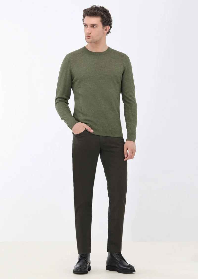 كيب Light Khaki Crew Neck Wool Blend Knitwear