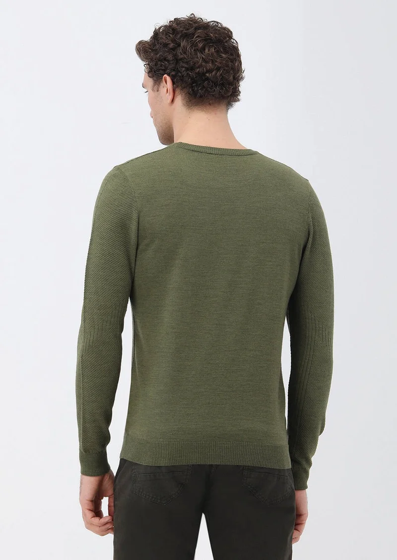 كيب Light Khaki Crew Neck Wool Blend Knitwear