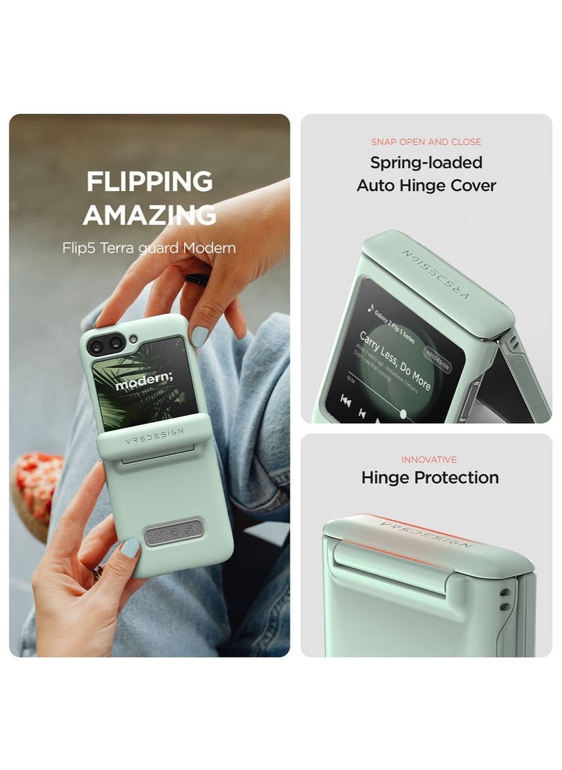 VRS Design Terra Guard Modern Samsung Galaxy Z Flip 5 Case Cover (2023) with [Hinge Protection] - Marine Green  - Image 4