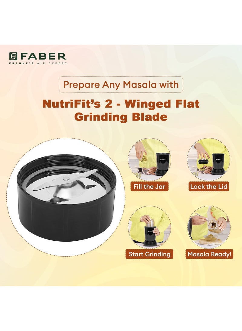 Faber Faber Sportz Blender FSB 2-in-1 Nutrifit Nero|Mixer Grinder Blender|400W|100% Copper Motor|Detachable SS Blade|2 PC Jar 500ML & 300ML|Wet & Dry Grinding|Nutri Blender Smoothie|2 Year Warranty by Faber  - Image 4