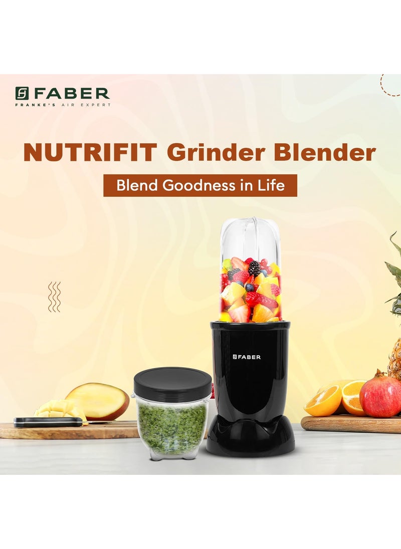 Faber Faber Sportz Blender FSB 2-in-1 Nutrifit Nero|Mixer Grinder Blender|400W|100% Copper Motor|Detachable SS Blade|2 PC Jar 500ML & 300ML|Wet & Dry Grinding|Nutri Blender Smoothie|2 Year Warranty by Faber  - Image 2