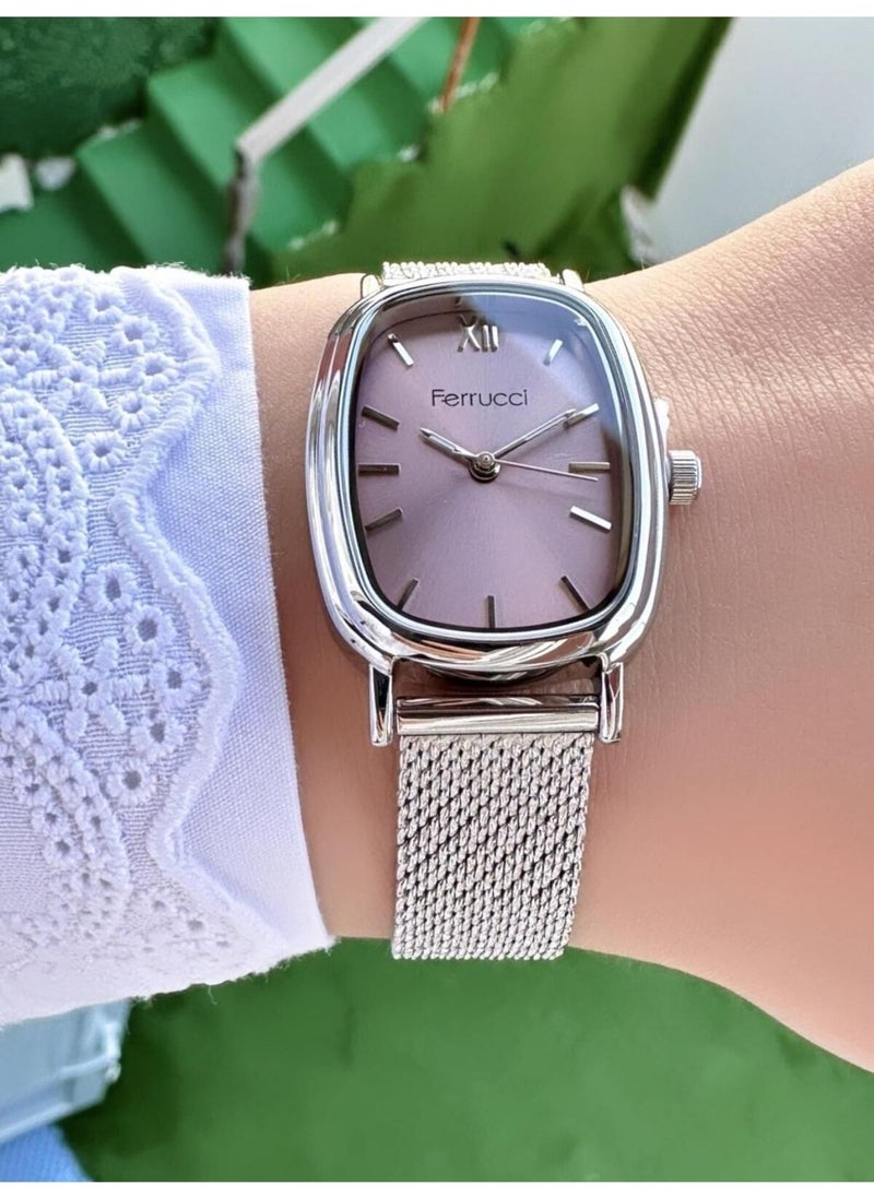 Ferrucci - Rectangular Women's Mesh Strap Wristwatch - Image 1