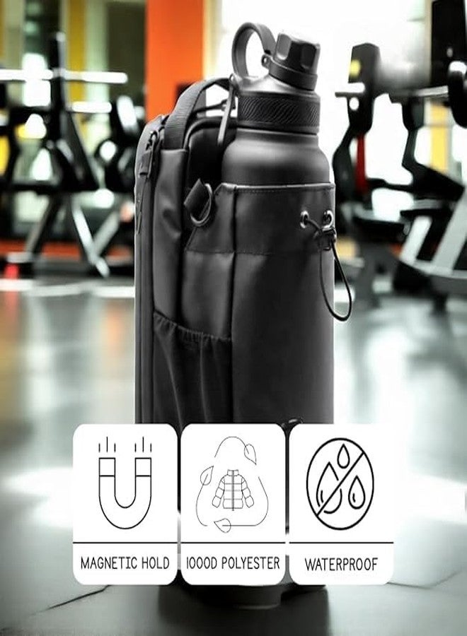 Jitaharay Magnetic Gym Bottle Holder Bag with Storage Pockets and Zippered Compartments - Image 5