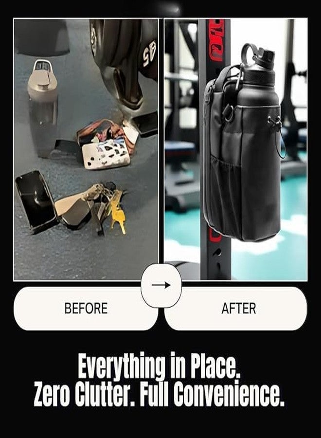 Jitaharay Magnetic Gym Bottle Holder Bag with Storage Pockets and Zippered Compartments - Image 4