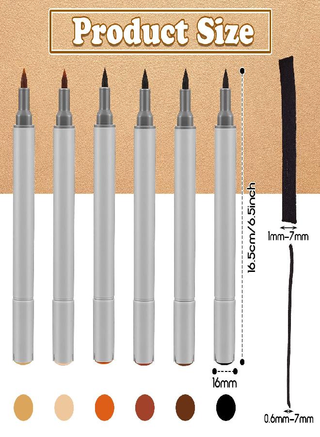 Leinuosen 6 Pack Dual Tip Leather Dye Marker Pens Leather Touch up Pen Shoe Marker Leather Flow Leather Marking Pen for Furniture Scratches Shoe Repair Kit Paint Marking, 6 Colors