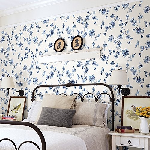Chesapeake 3115-24481 Cyrus Festive Floral Wallpaper, Blue - Image 2