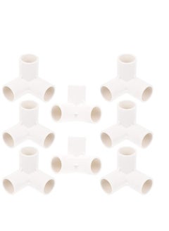 Y&D 3 Way PVC Fitting Elbow 8Pcs Water Pipe Adapters Corner Connectors Accessories Connection Joints for DIY Shelf Garden Support Structure White  - Image 1