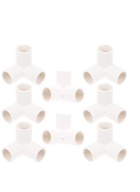 3 Way PVC Fitting Elbow 8Pcs Water Pipe Adapters Corner Connectors Accessories Connection Joints for DIY Shelf Garden Support Structure White
