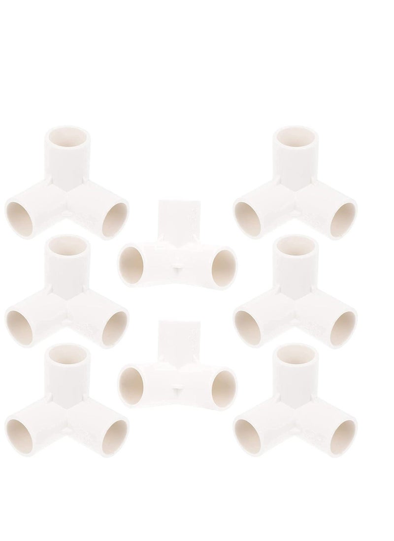 Y&D 3 Way PVC Fitting Elbow 8Pcs Water Pipe Adapters Corner Connectors Accessories Connection Joints for DIY Shelf Garden Support Structure White  - Image 1