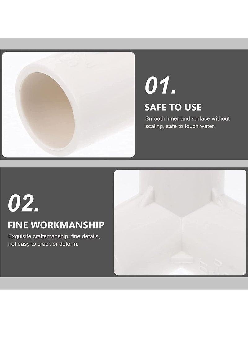 3 Way PVC Fitting Elbow 8Pcs Water Pipe Adapters Corner Connectors Accessories Connection Joints for DIY Shelf Garden Support Structure White