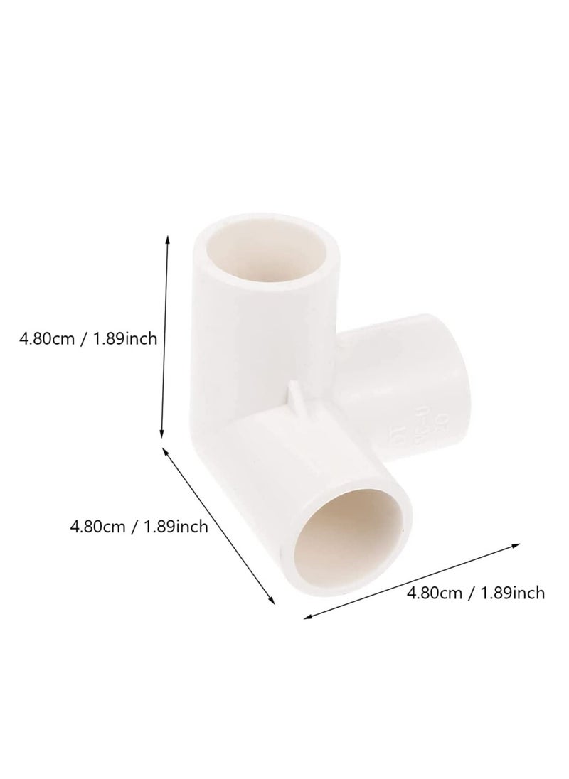 3 Way PVC Fitting Elbow 8Pcs Water Pipe Adapters Corner Connectors Accessories Connection Joints for DIY Shelf Garden Support Structure White