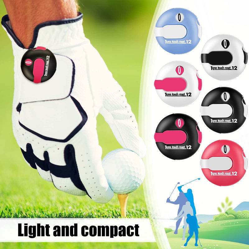 Fiada 6 Pcs Golf Score Counter 1.2" Mini Golf Stroke Counter up to 12 Shots Score with Touch Reset Scoring Keeper Attachment Accessories to Scorekeeper Glove for Outdoor Light and Compact - Image 4