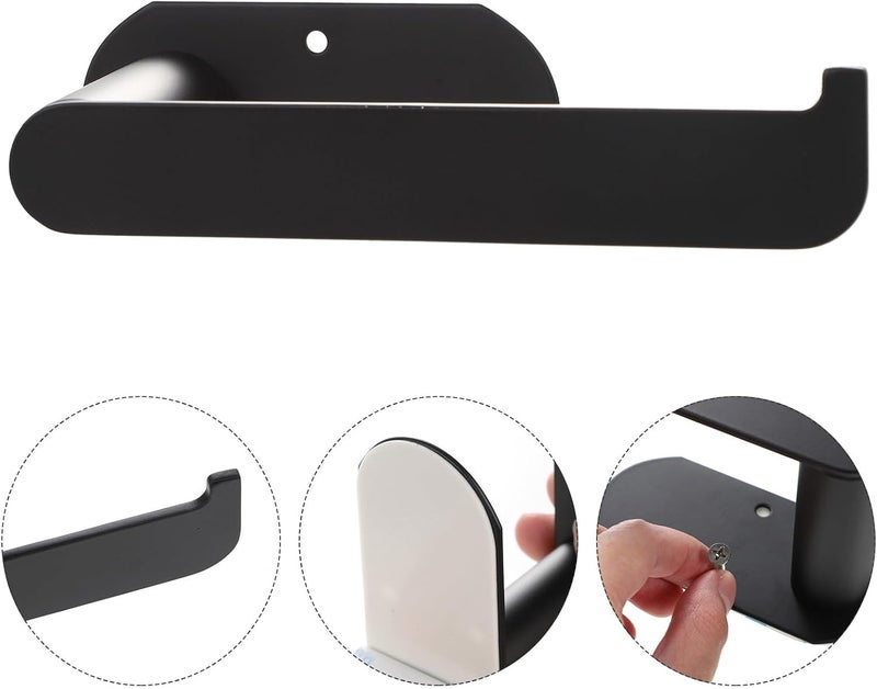 Multipurpose 304 Stainless Steel Toilet Paper Holder, No-Drill Bathroom Roll Paper Shelf, Black Adhesive Toilet Supplies Rack for Wall-Mounted Storage - Image 5
